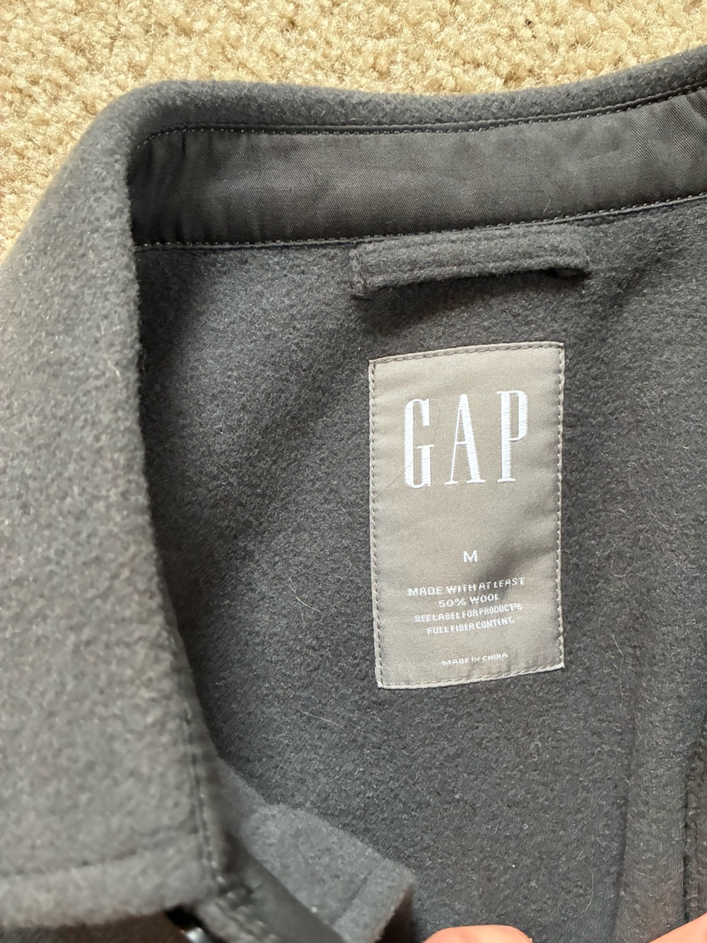 GAP Men's Dark Charcoal Wool Shirt Jacket